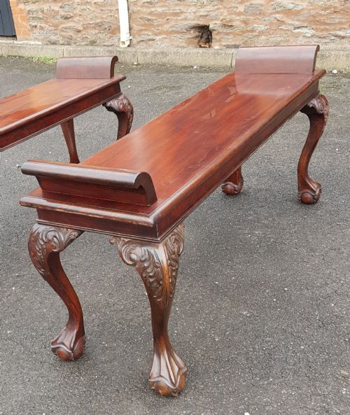 PAIR OF EDWARDIAN MAHOGANY CABRIOLE LEG WINDOW SEATS - ADDITIONAL PHOTO 2