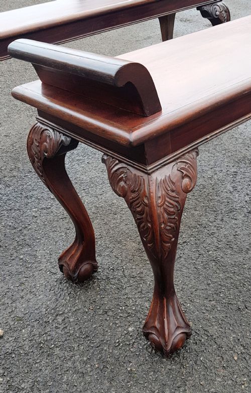 PAIR OF EDWARDIAN MAHOGANY CABRIOLE LEG WINDOW SEATS - ADDITIONAL PHOTO 5