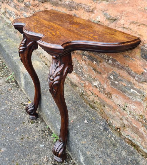 victorian carved oak serpentine console table - CATEGORY: ANTIQUE TABLES - DATED VICTORIAN