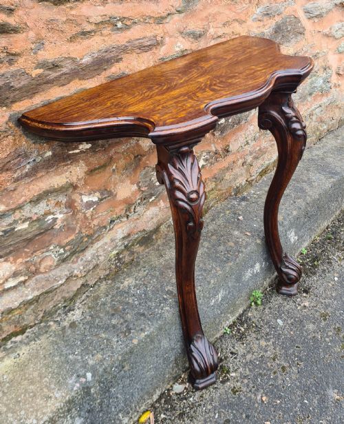 VICTORIAN CARVED OAK SERPENTINE CONSOLE TABLE - ADDITIONAL PHOTO 1