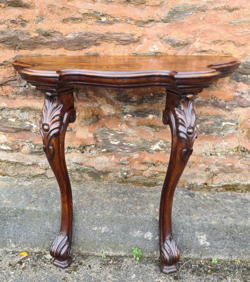 VICTORIAN CARVED OAK SERPENTINE CONSOLE TABLE - ADDITIONAL PHOTO 2