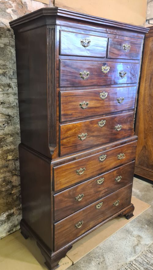 GEORGIAN MAHOGANY CHEST ON CHEST - ADDITIONAL PHOTO 2