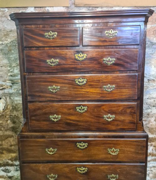 GEORGIAN MAHOGANY CHEST ON CHEST - ADDITIONAL PHOTO 3