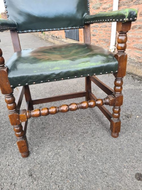 PAIR OF EDWARDIAN OAK ARM CHAIRS - ADDITIONAL PHOTO 1