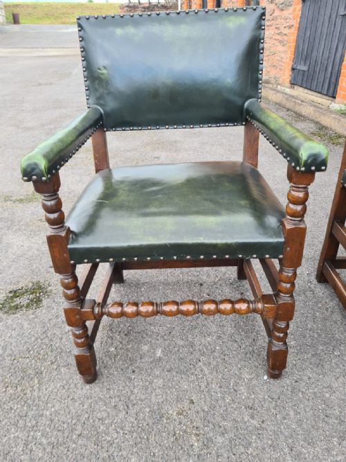 PAIR OF EDWARDIAN OAK ARM CHAIRS - ADDITIONAL PHOTO 3