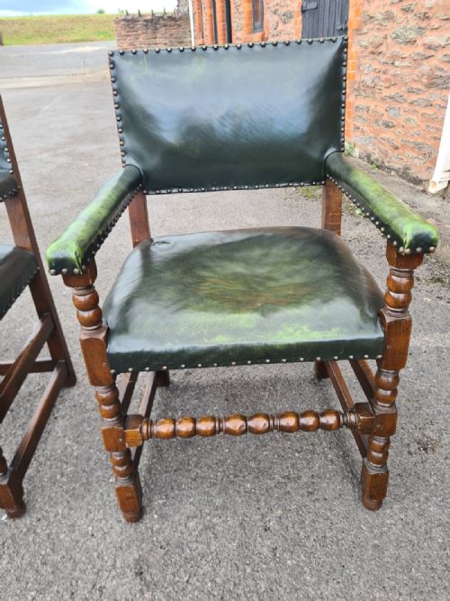 PAIR OF EDWARDIAN OAK ARM CHAIRS - ADDITIONAL PHOTO 5