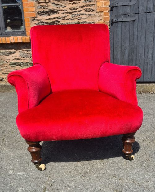 edwardian walnut howard style arm chair - CATEGORY: ANTIQUE CHAIRS - DATED EDWARDIAN