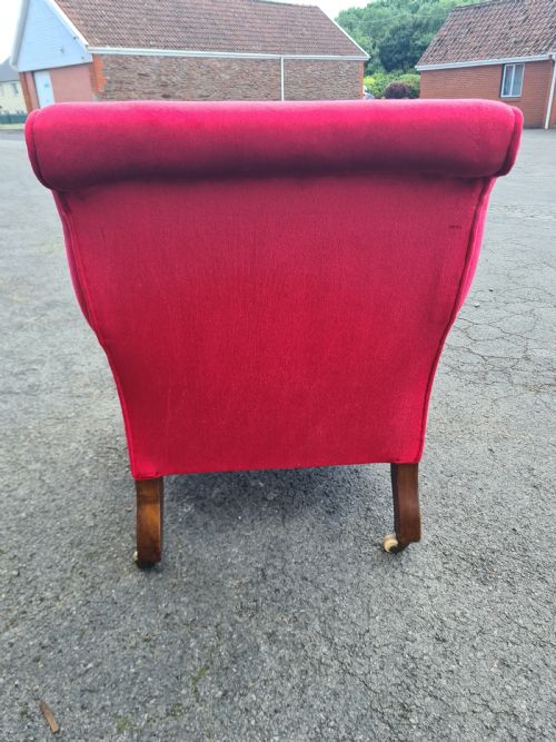 EDWARDIAN WALNUT HOWARD STYLE ARM CHAIR - ADDITIONAL PHOTO 1