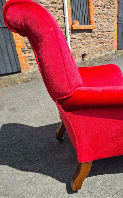 EDWARDIAN WALNUT HOWARD STYLE ARM CHAIR - ADDITIONAL PHOTO 7