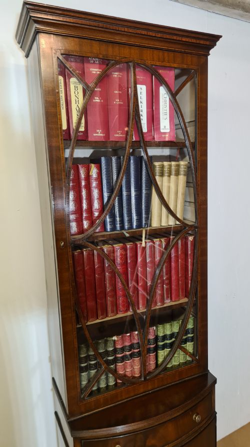 1920S GEORGIAN STYLE MAHOGANY NARROW INLAID BOOKCASE - ADDITIONAL PHOTO 2