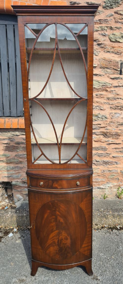 1920S GEORGIAN STYLE MAHOGANY NARROW INLAID BOOKCASE - ADDITIONAL PHOTO 3