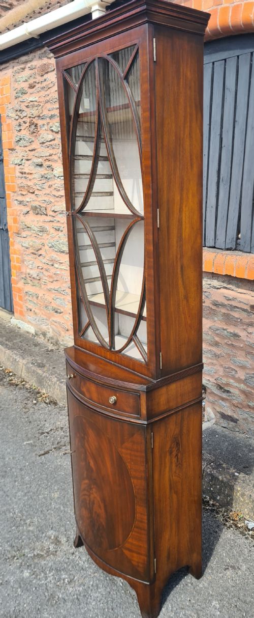 1920S GEORGIAN STYLE MAHOGANY NARROW INLAID BOOKCASE - ADDITIONAL PHOTO 5