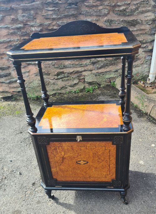VICTORIAN EBONISED AND AMBOYNA MUSIC CABINET - ADDITIONAL PHOTO 6