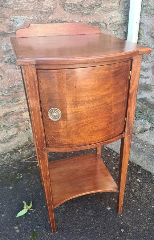 19TH CENTURY MAHOGANY INLAID BEDSIDE CABINET