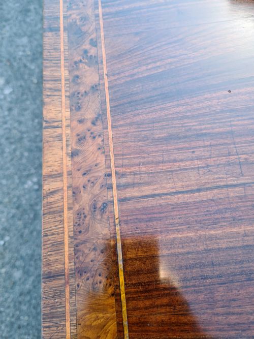 REGENCY ROSEWOOD SOFA TABLE INLAID WITH BURR YEW AND BOXWOOD - ADDITIONAL PHOTO 8