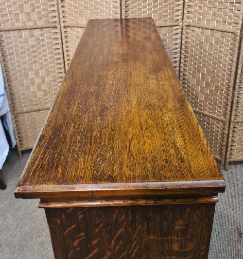 VICTORIAN QUARTER OAK OPEN BOOKCASE - ADDITIONAL PHOTO 5