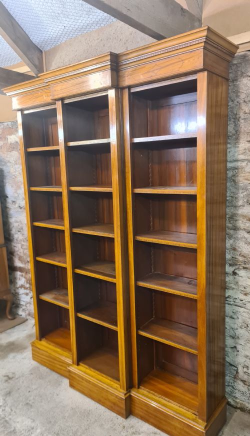 EDWARDIAN SATINWOOD INLAID BREAKFRONT BOOKCASE - ADDITIONAL PHOTO 5