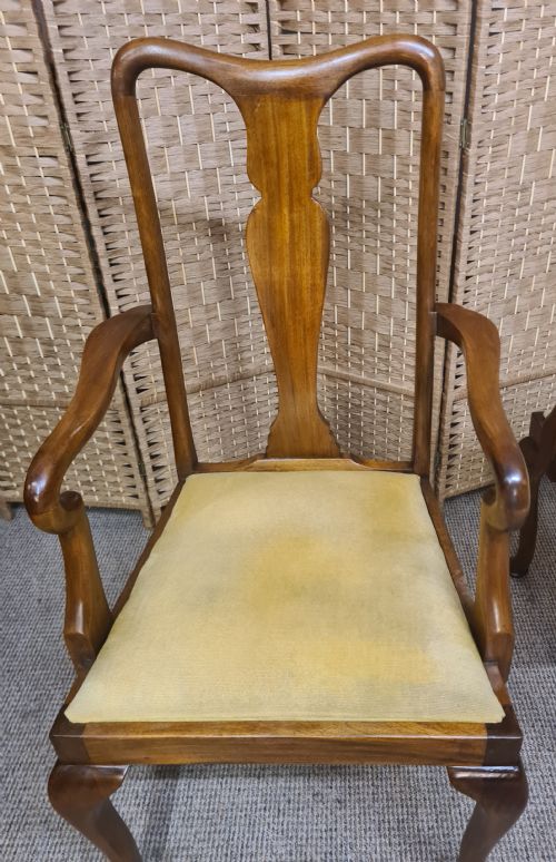 PAIR OF 1920S WALNUT QUEEN ANNE STYLE CROOK ARM CHAIRS - ADDITIONAL PHOTO 5