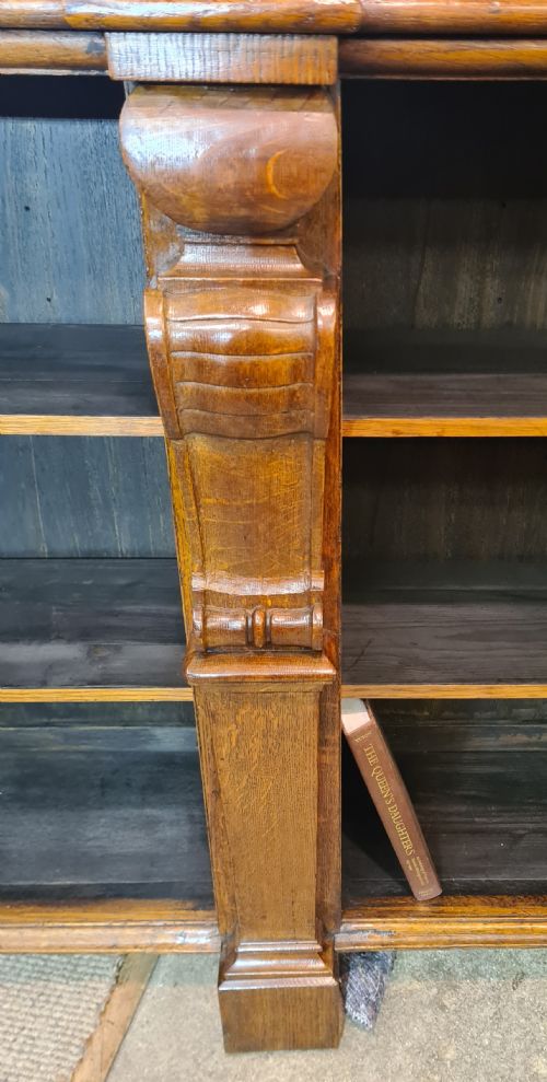 19TH CENTURY CARVED OAK DOUBLE BOOKCASE - ADDITIONAL PHOTO 4