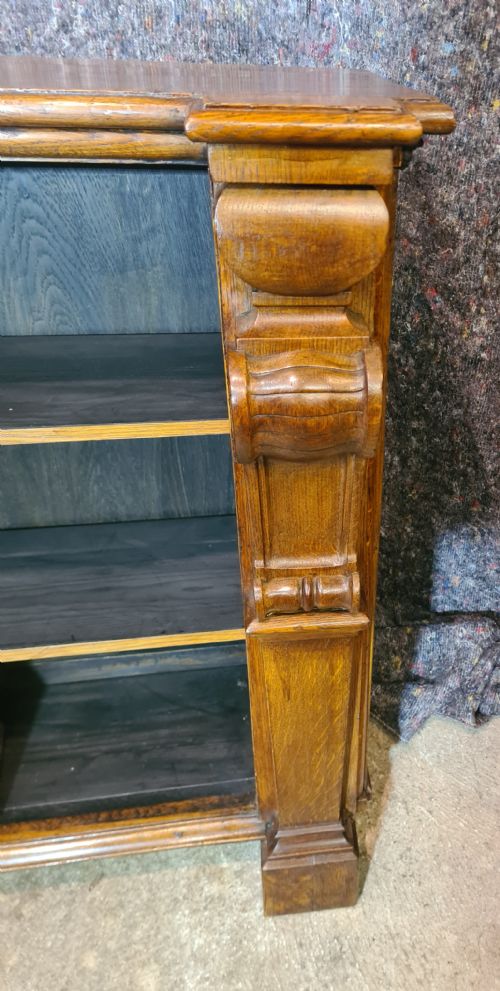 19TH CENTURY CARVED OAK DOUBLE BOOKCASE - ADDITIONAL PHOTO 6