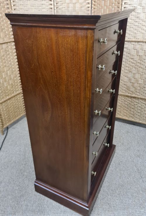 LATE VICTORIAN MAHOGANY INLAID WELLINGTON CHEST - ADDITIONAL PHOTO 2