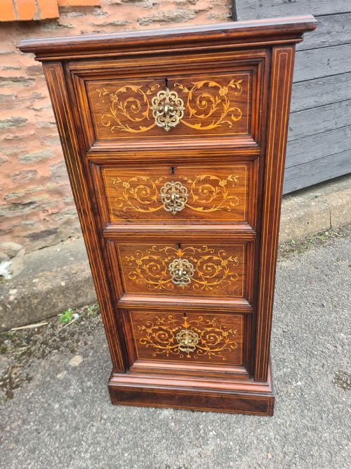 PAIR OF VICTORIAN ROSEWOOD MARQUETRY INLAID BEDSIDE CABINETS - ADDITIONAL PHOTO 1