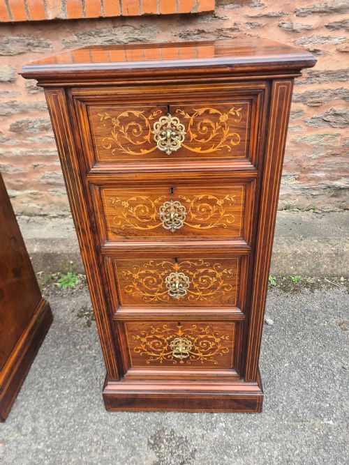 PAIR OF VICTORIAN ROSEWOOD MARQUETRY INLAID BEDSIDE CABINETS - ADDITIONAL PHOTO 2