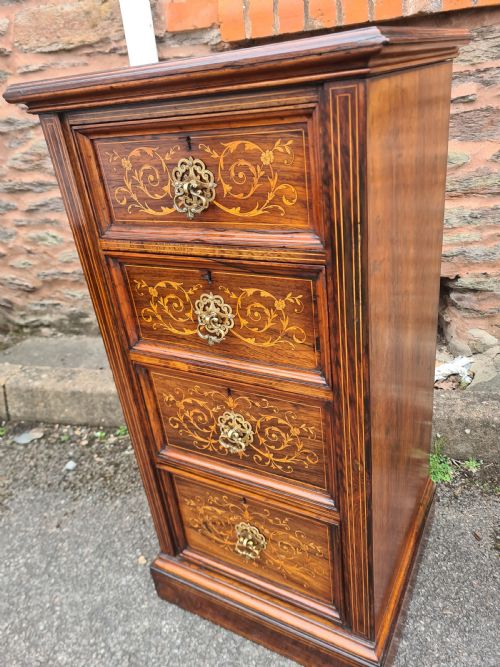 PAIR OF VICTORIAN ROSEWOOD MARQUETRY INLAID BEDSIDE CABINETS - ADDITIONAL PHOTO 3