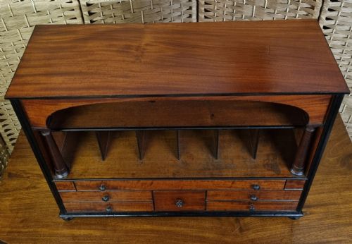19TH CENTURY MAHOGANY AND EBONY TABLE TOP STATIONERY CABINET - ADDITIONAL PHOTO 2