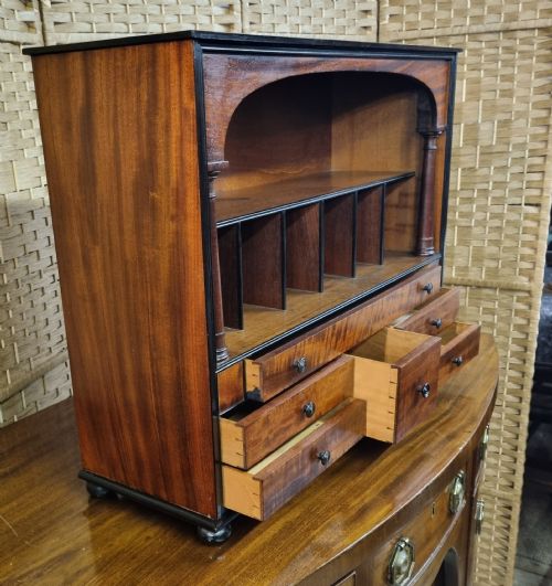 19TH CENTURY MAHOGANY AND EBONY TABLE TOP STATIONERY CABINET - ADDITIONAL PHOTO 3