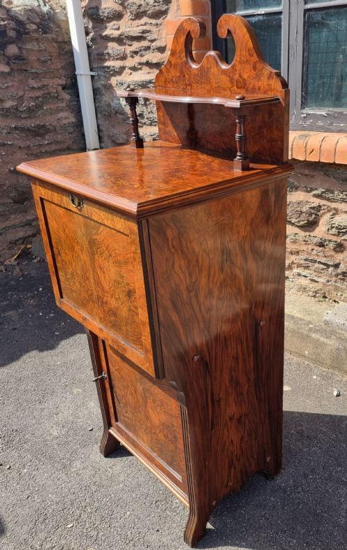 EDWARDIAN BURR WALNUT MUSIC CABINET - ADDITIONAL PHOTO 3