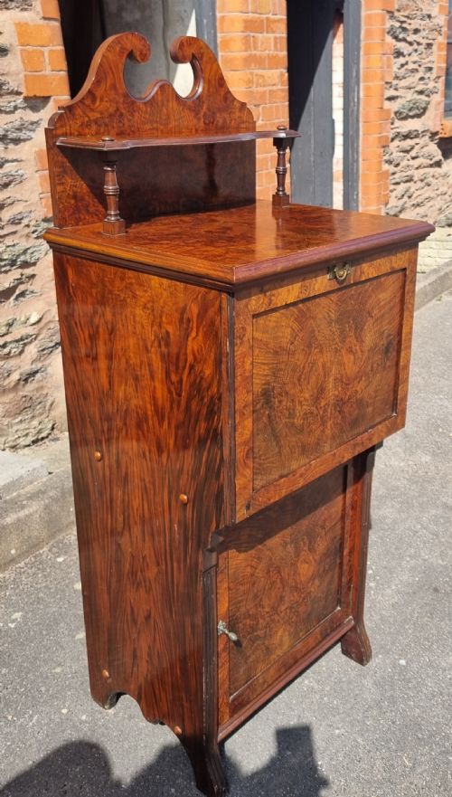 EDWARDIAN BURR WALNUT MUSIC CABINET - ADDITIONAL PHOTO 4