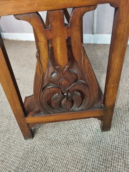 CARVED MAHOGANY ARTS AND CRAFTS BUREAU CABINET WRITING DESK - ADDITIONAL PHOTO 5