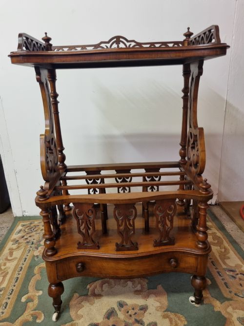 VICTORIAN BURR WALNUT SERPENTINE SHAPE CANTERBURY - ADDITIONAL PHOTO 1