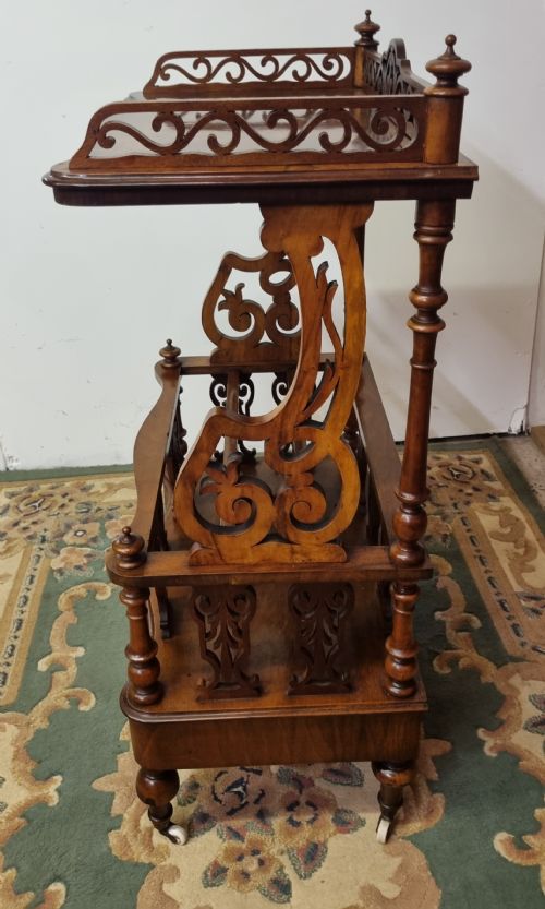 VICTORIAN BURR WALNUT SERPENTINE SHAPE CANTERBURY - ADDITIONAL PHOTO 3