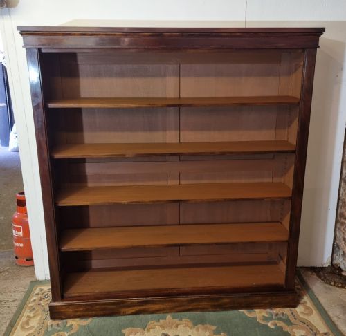 Large Victorian Mahogany Open Bookcase.