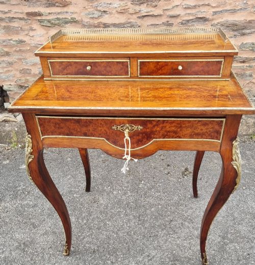 19th Century Rosewood and Amboyna Ormolu Mounted Bonheur De Jour.