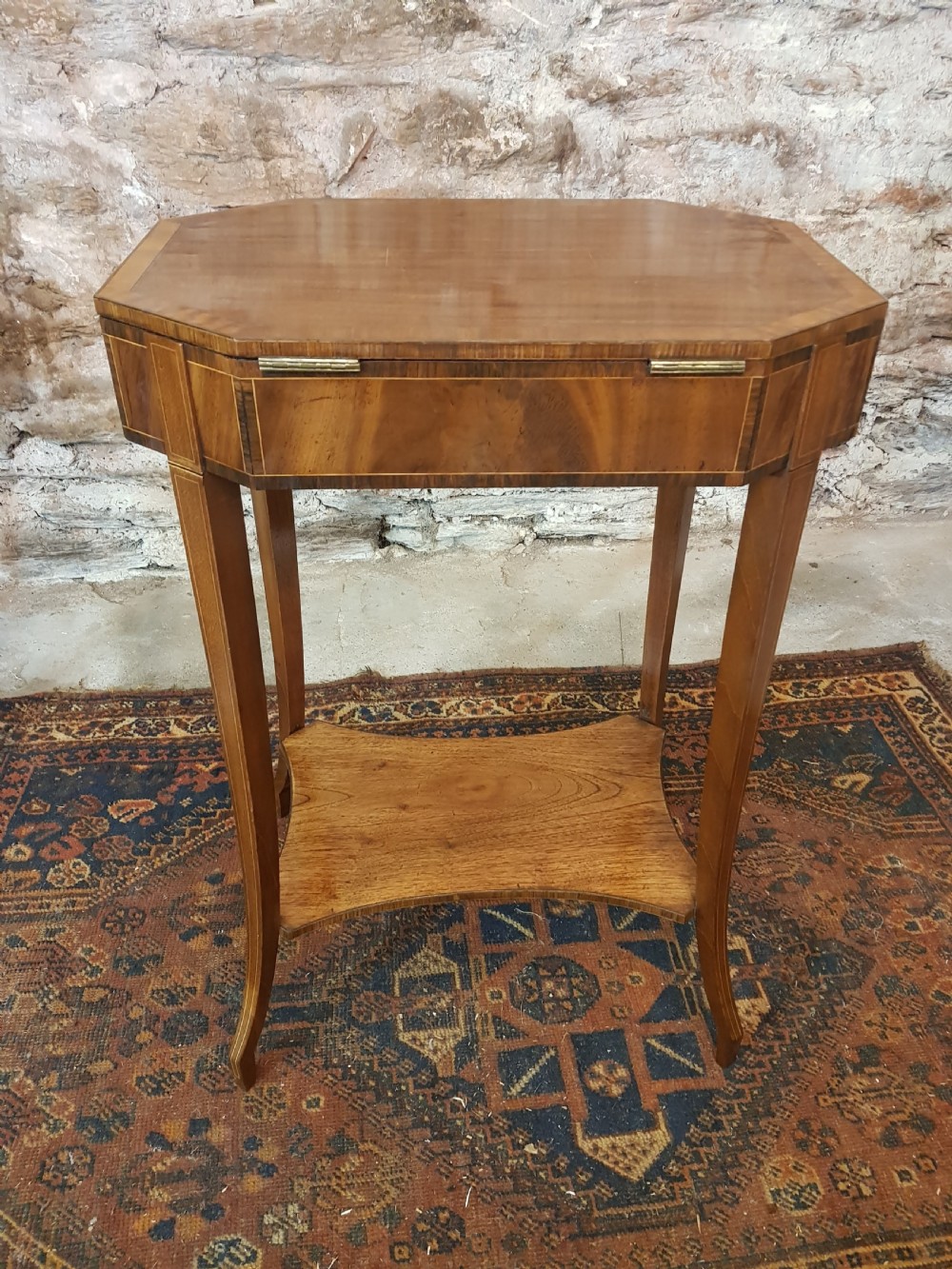 Victorian mahogany inlaid work Table  View II