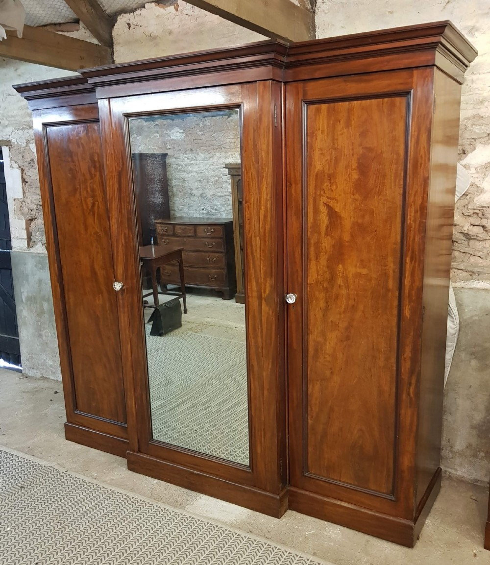 Victorian mahogany breakfront wardrobe. 