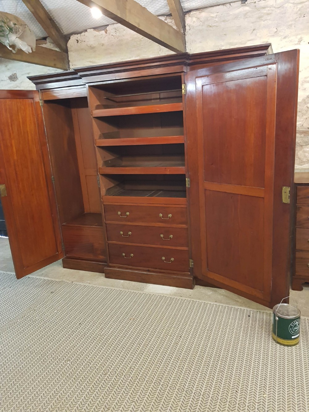 Victorian mahogany breakfront wardrobe.  View III