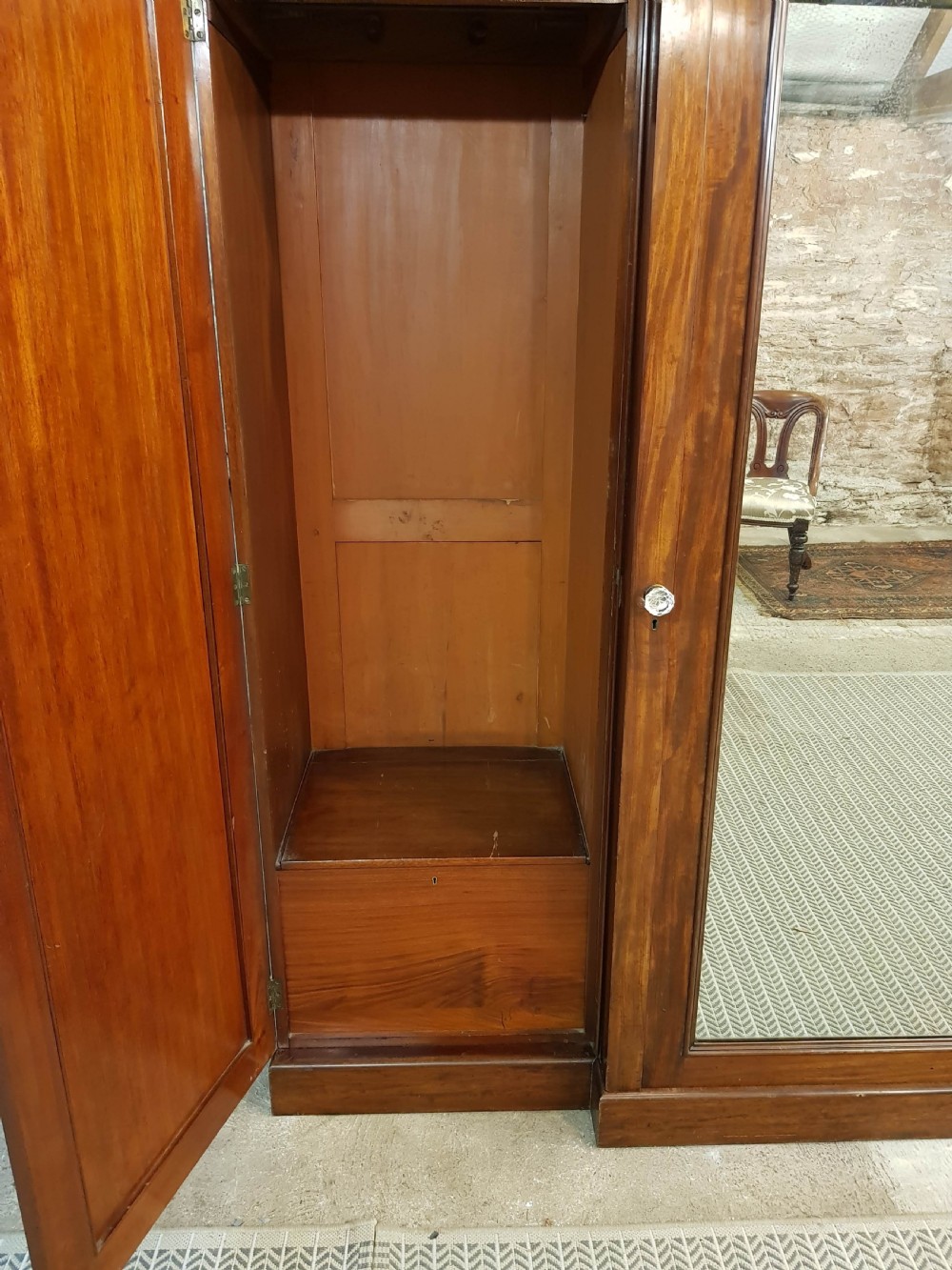 Victorian mahogany breakfront wardrobe.  View IV