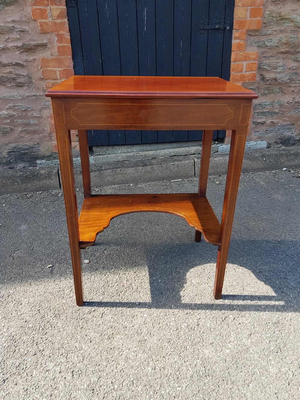 Victorian inlaid mahogany small writing table 