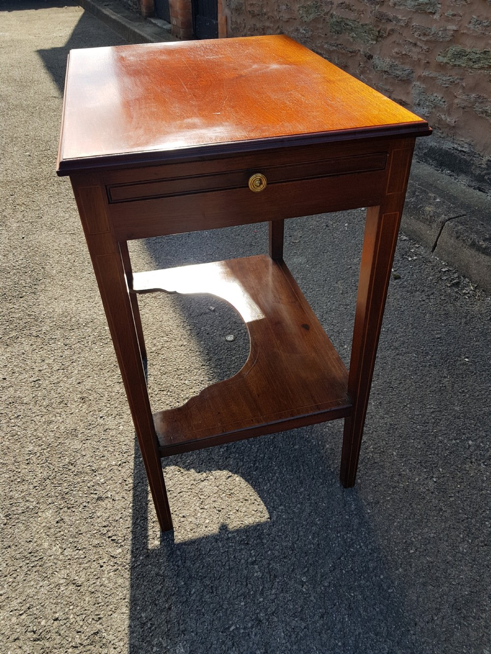 Victorian inlaid mahogany small writing table  View IV