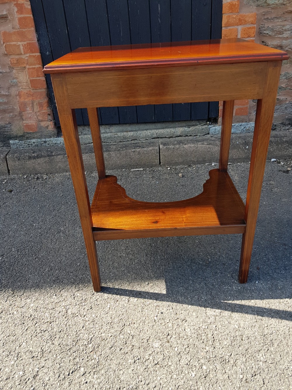 Victorian inlaid mahogany small writing table  View VI
