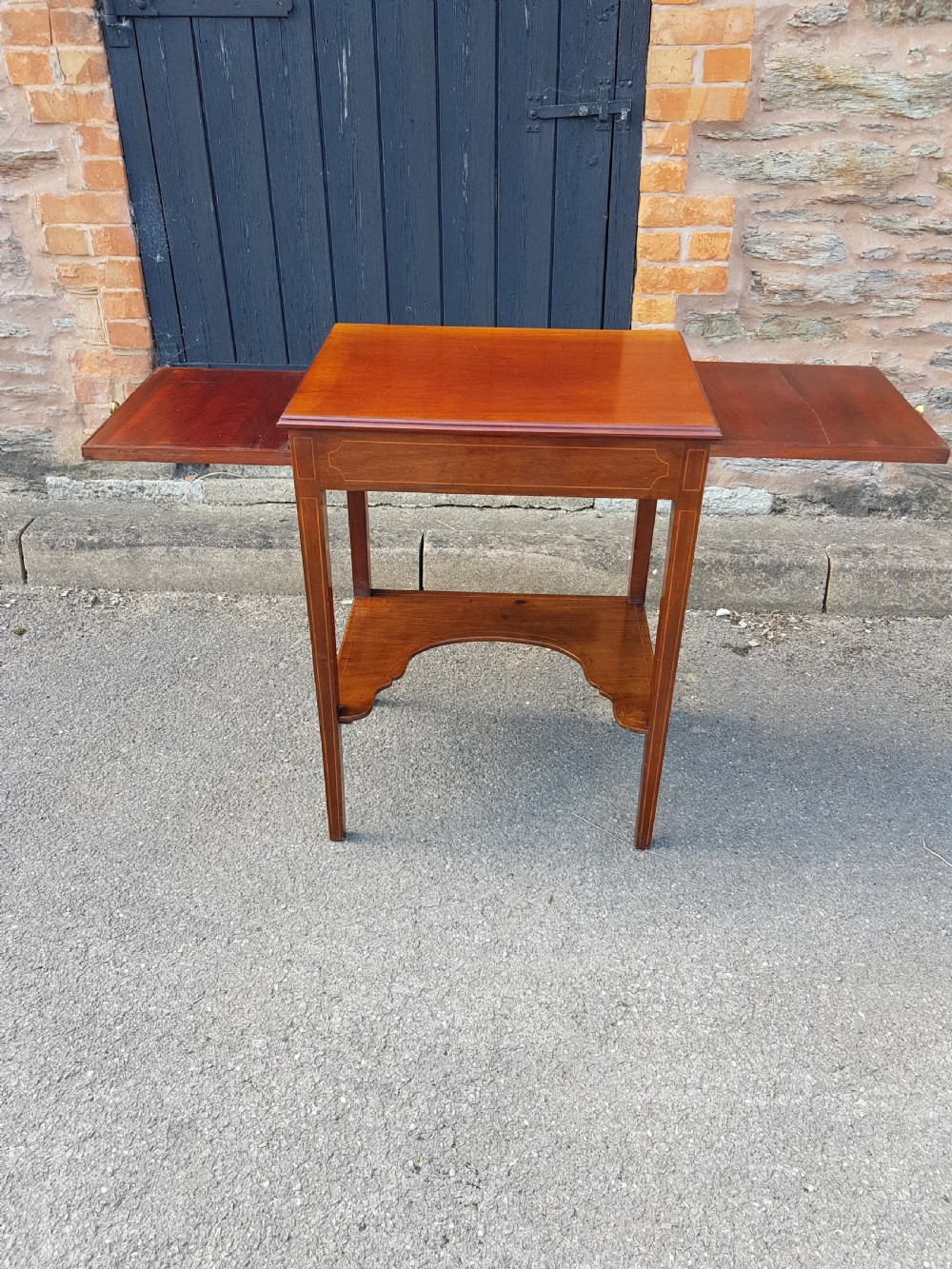 Victorian inlaid mahogany small writing table  View VII