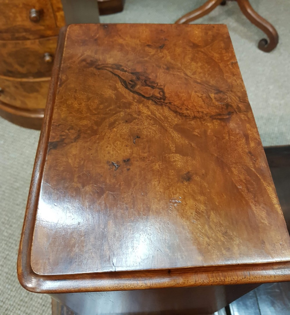 Miniature Victorian Burr Walnut Chest of drawers.  View V