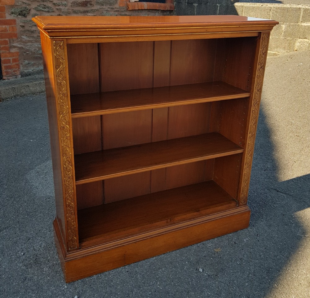 Parcel Gilt Victorian Walnut Open Bookcase.  View VII