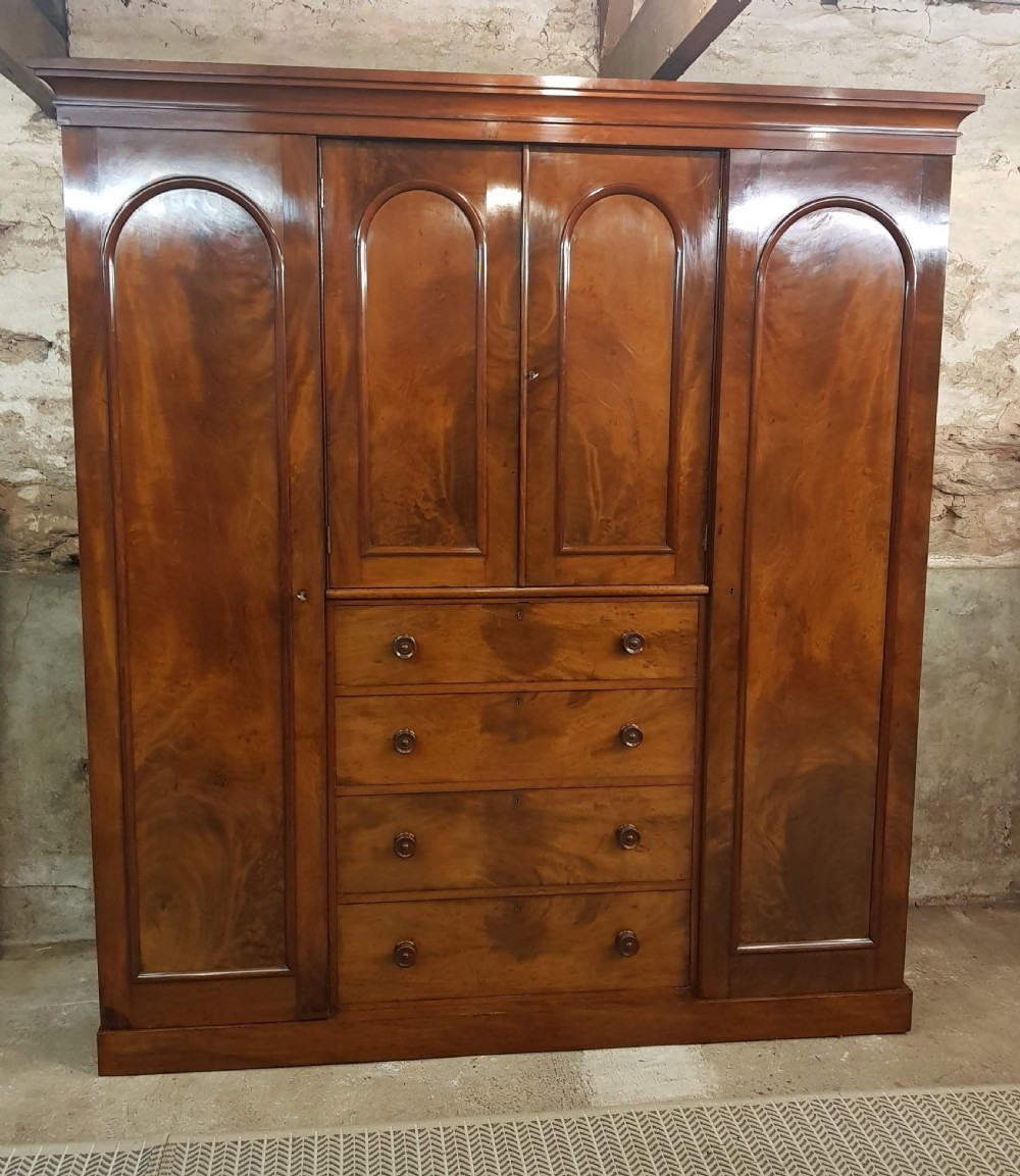 Victorian mahogany four door wardrobe. 