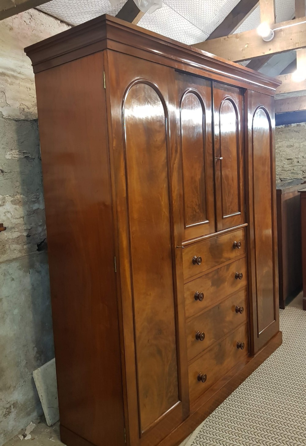 Victorian mahogany four door wardrobe.  View II