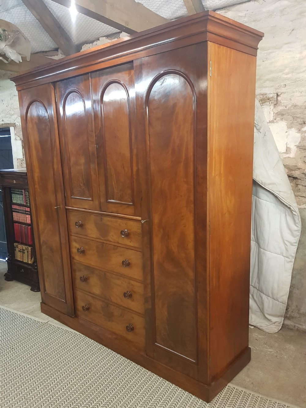 Victorian mahogany four door wardrobe.  View III